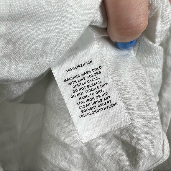 Lafayette 148 White Linen Popover Long Sleeve Oversized Top - Picture 6 of 7